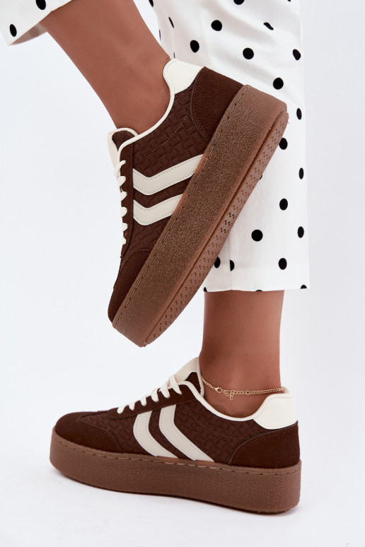 Bruine sneakers met platform en bandjes Kaya