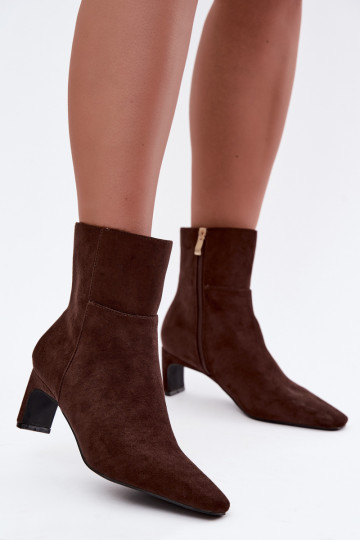 bottines pour femmes avec talons en couleur marron Rileya