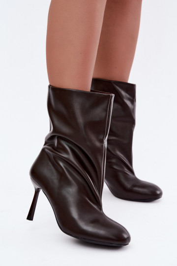 bottines à enfiler avec talons fins en couleur marron Jalisa