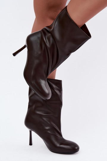 bottines à enfiler avec talons fins en couleur marron Jalisa 2
