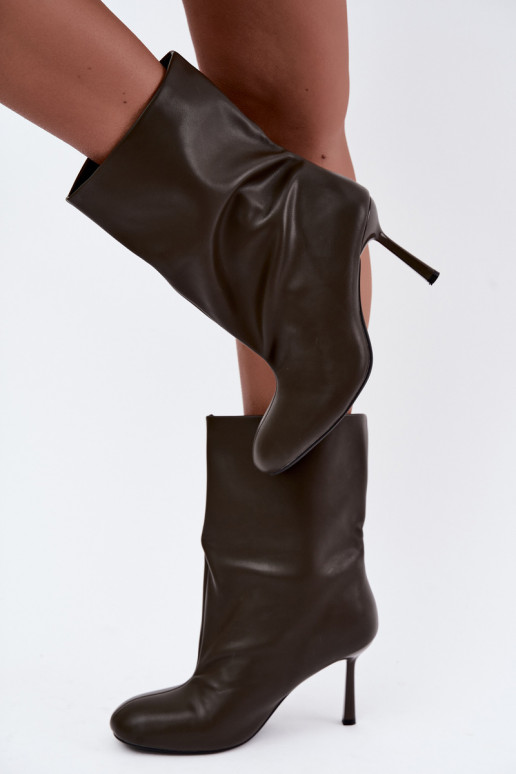 bottines à enfiler avec talons fins en couleur kaki Jalisa