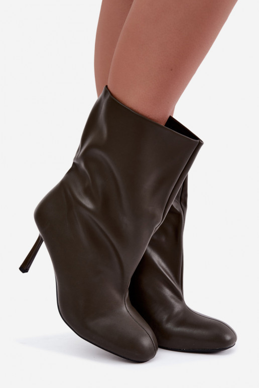 bottines à enfiler avec talons fins en couleur kaki Jalisa