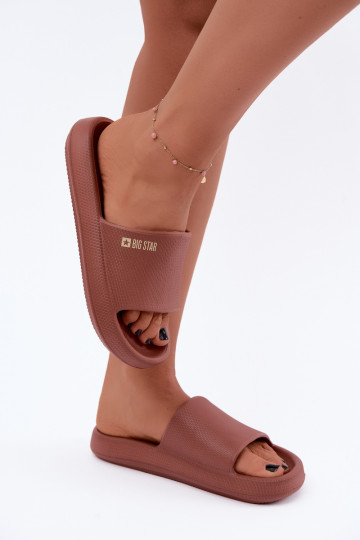 Dames lichte slippers Big Star UU274088 in bruine kleur