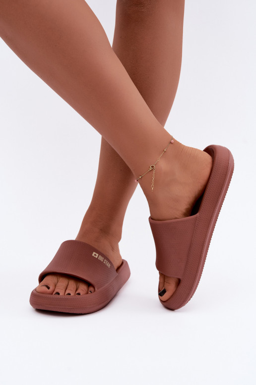 Dames lichte slippers Big Star UU274088 in bruine kleur