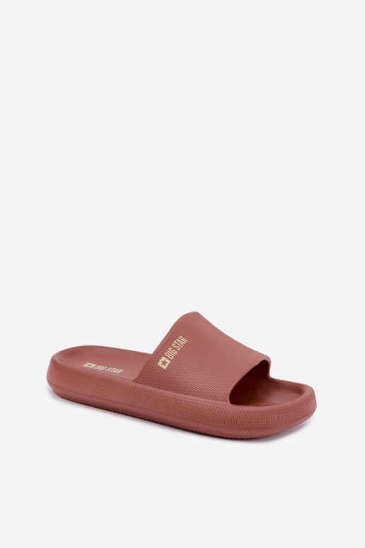 Dames lichte slippers Big Star UU274088 in bruine kleur