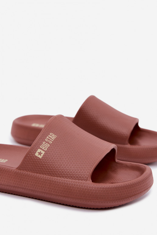Dames lichte slippers Big Star UU274088 in bruine kleur