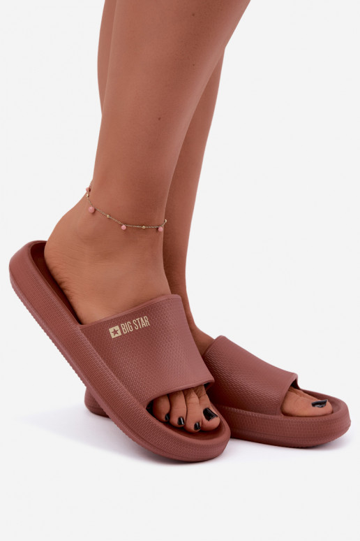 Dames lichte slippers Big Star UU274088 in bruine kleur