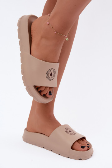 Dames lichte slippers Big Star UU274074 in zandkleur 2