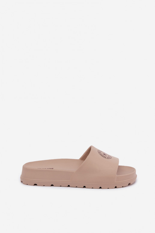 Dames lichte slippers Big Star UU274074 in zandkleur