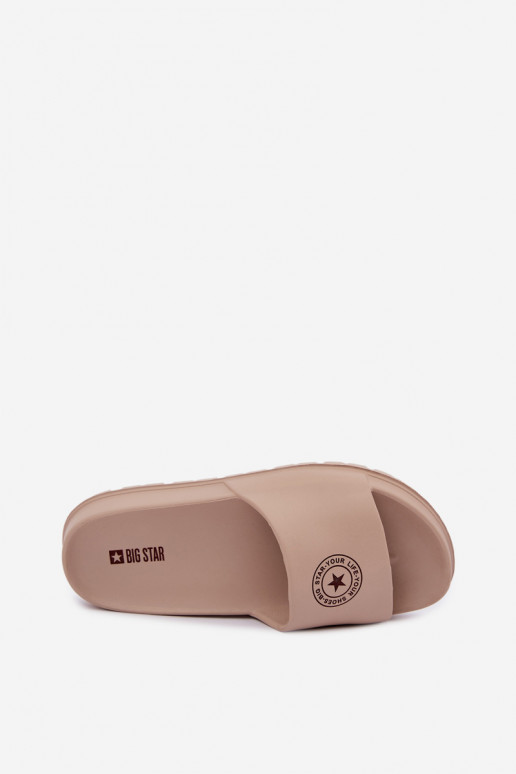 Dames lichte slippers Big Star UU274074 in zandkleur