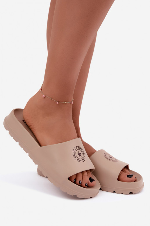 Dames lichte slippers Big Star UU274074 in zandkleur