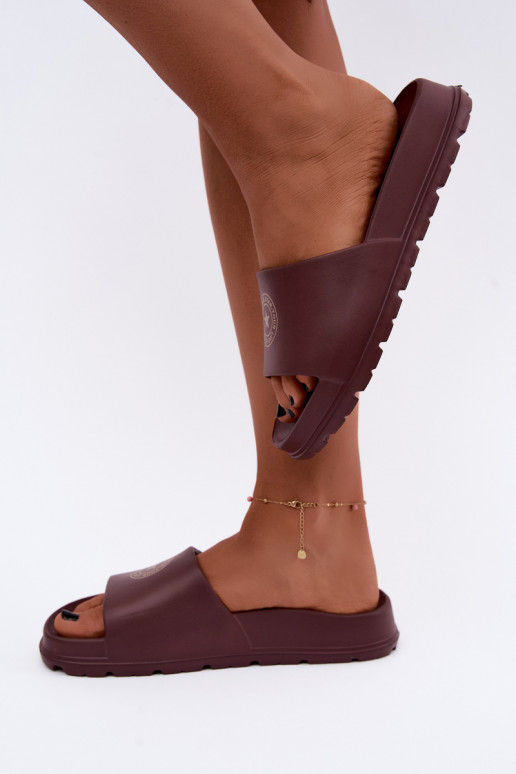 Dames lichte slippers Big Star UU274075 in bruine kleur
