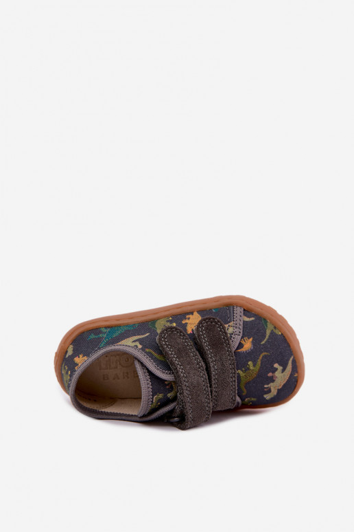 Kinderslippers Barefoot met dinosaurussen Froddo Canvas G1700440-31 Grijs