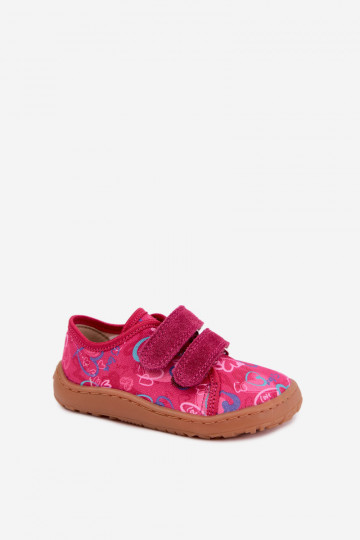 Kinderslippers Barefoot met hartjes Froddo Canvas G1700440-24 Roze
