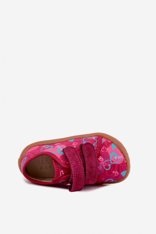 Kinderslippers Barefoot met hartjes Froddo Canvas G1700440-24 Roze