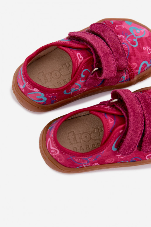 Kinderslippers Barefoot met hartjes Froddo Canvas G1700440-24 Roze