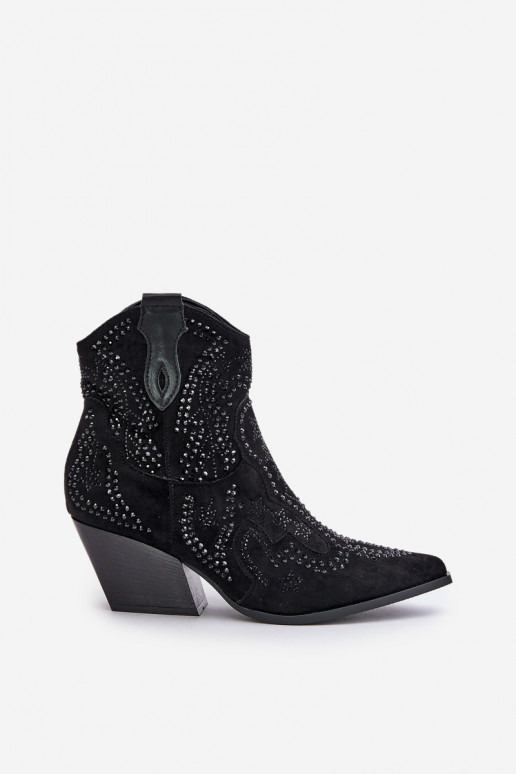 Dekorierte Cowboy-Stiefeletten in Schwarz Kaivina