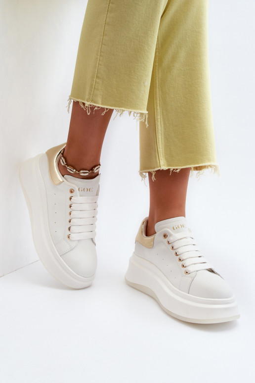 Baskets en cuir pour femmes GOE NN2N4031 blanches