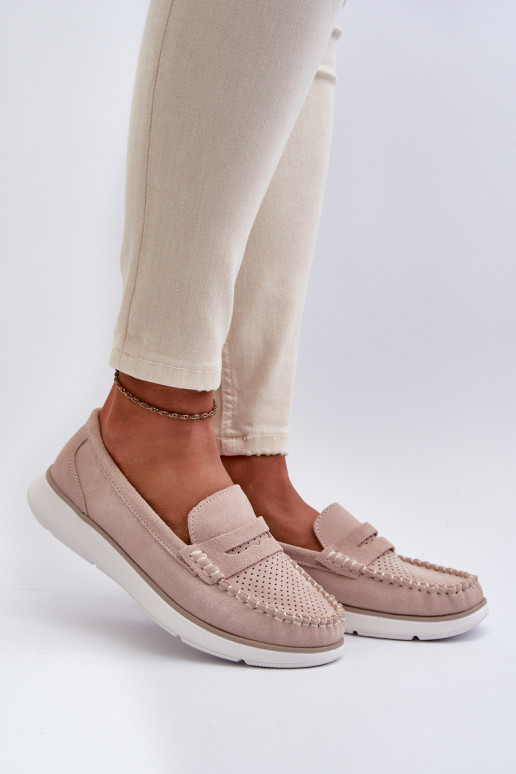 Wildleder Mokassins auf Plattform Sergio Leone SP012 beige