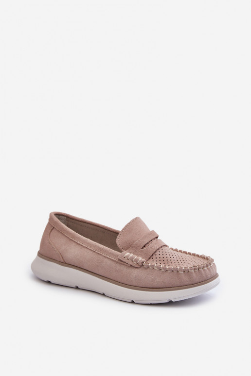 Suède loafers op platform Sergio Leone SP012 beige