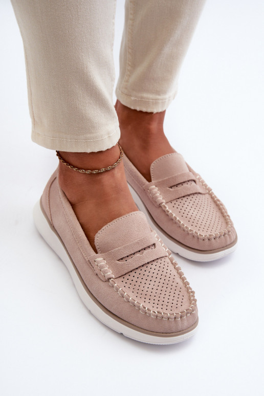 Suède loafers op platform Sergio Leone SP012 beige
