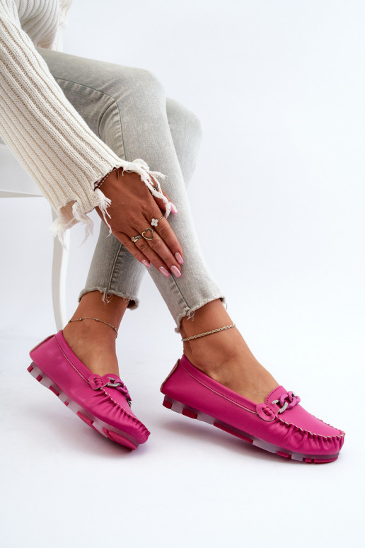 Leren dames loafers met ornamenten S.Barski LR339 roze