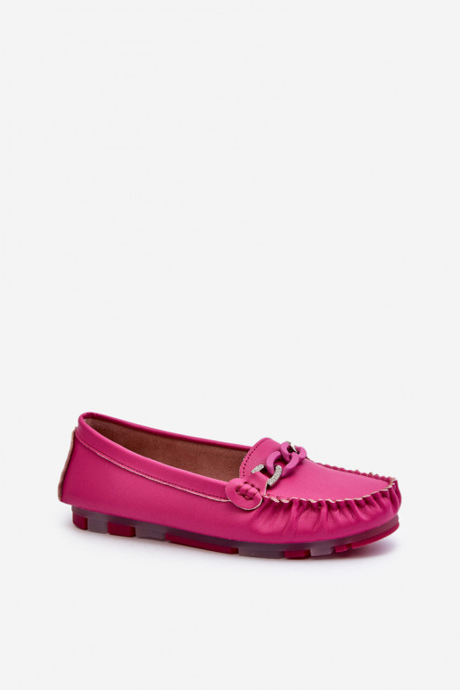 Leren dames loafers met ornamenten S.Barski LR339 roze