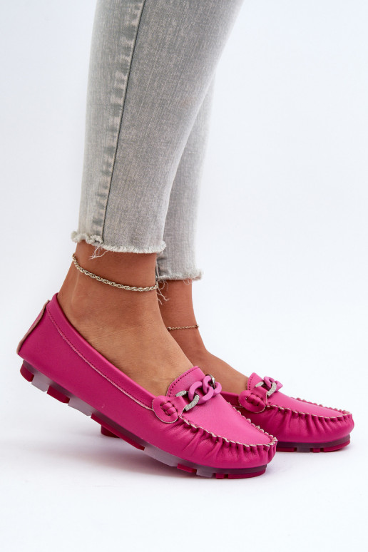 Leren dames loafers met ornamenten S.Barski LR339 roze