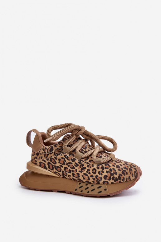 Baskets en daim pour femmes avec plateforme et imprimé léopard Artiker 55C0135 marron