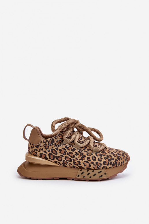 Wildleder Damen Sneakers mit Plattform und Leopardenmuster Artiker 55C0135 braun