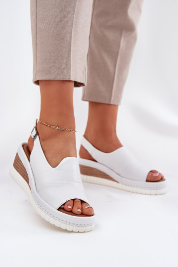 Leder Damen Sandalen auf Plattform Artiker 56C0918 weiß