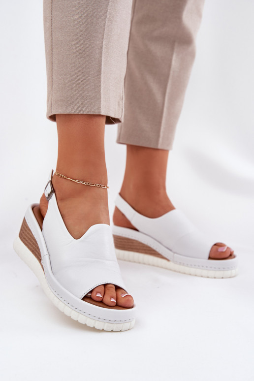 Sandales en cuir pour femmes sur plateforme Artiker 56C0918 blanches