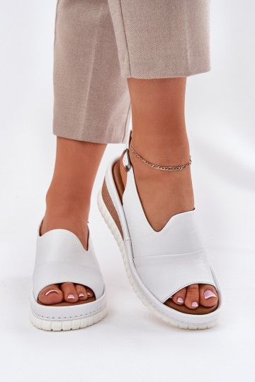 Sandales en cuir pour femmes sur plateforme Artiker 56C0918 blanches 2
