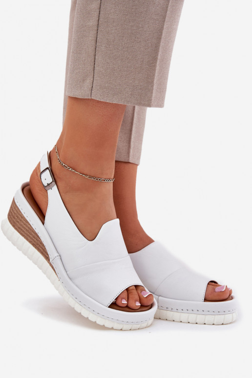 Sandales en cuir pour femmes sur plateforme Artiker 56C0918 blanches