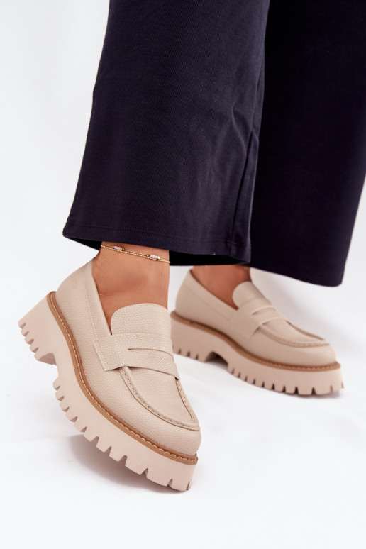 Dames loafers op platform en platte schoenen Big Star NN274050 beige