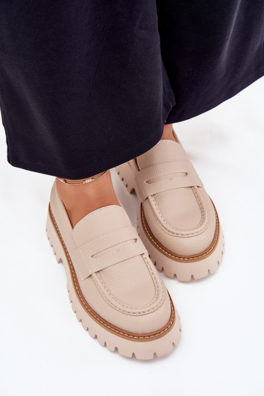 Dames loafers op platform en platte schoenen Big Star NN274050 beige