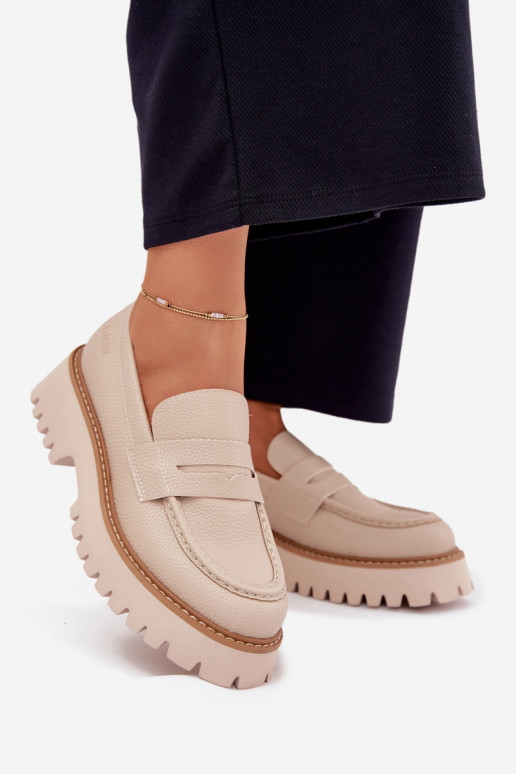 Damen Mokassins auf Plattform und flache Schuhe Big Star NN274050 beige