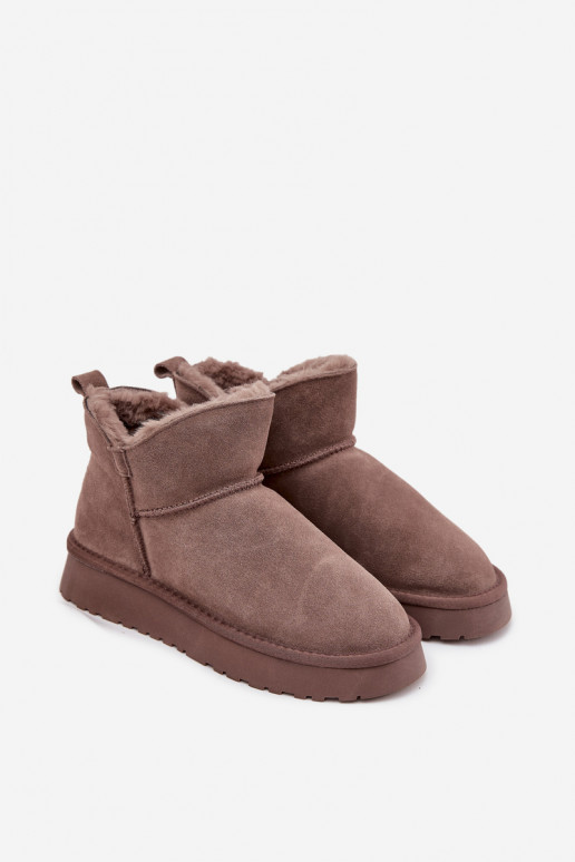 Bottes de neige isolées en daim avec fourrure à l'intérieur Vinceza 97961 marron