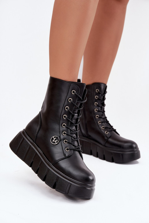 Bottines de travail isolées pour femmes sur plateforme Vinceza 58588 noires