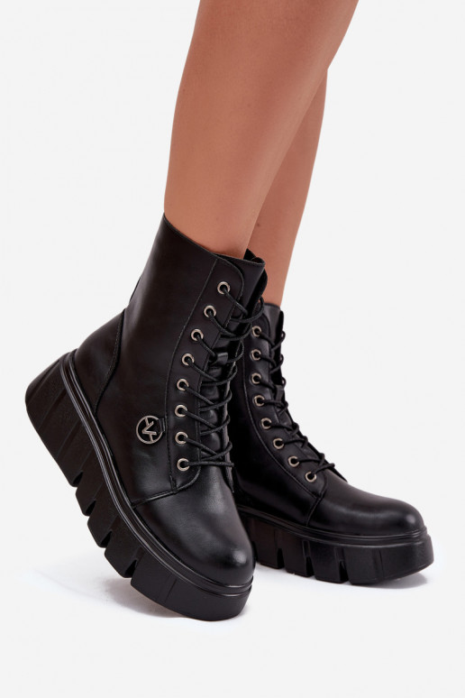 Isolierte Damen Arbeitsstiefeletten auf Plattform Vinceza 58588 schwarz