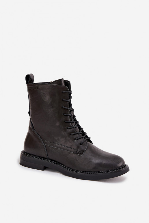 Leren geïsoleerde dames werkankleboots Big Star SS274480 zwart