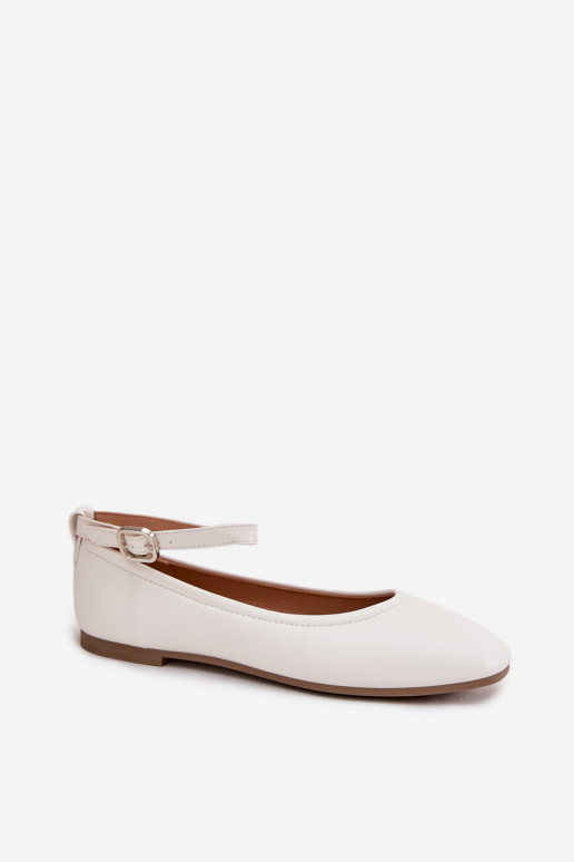 Witte ballerina's met bandjes en gespen Janelor