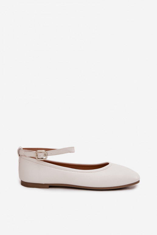 Witte ballerina's met bandjes en gespen Janelor