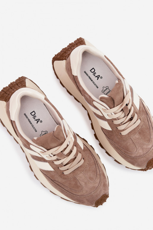 Zandkleurige sneakers van kunstsuède met platform D&A GR61-5986