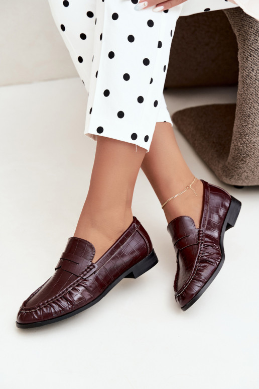 dames mocassins met ruches en reliëf in bordeaux Dalmy