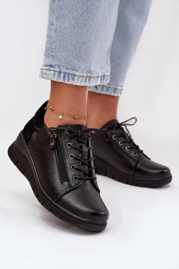 Chaussures à plateforme en cuir pour femmes Vinceza 39964 noires 2