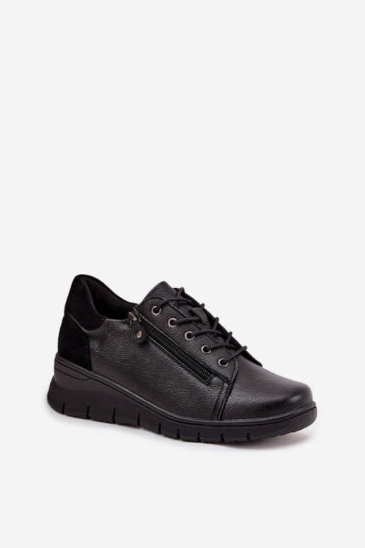 Dames leren platform schoenen Vinceza 39964 zwart