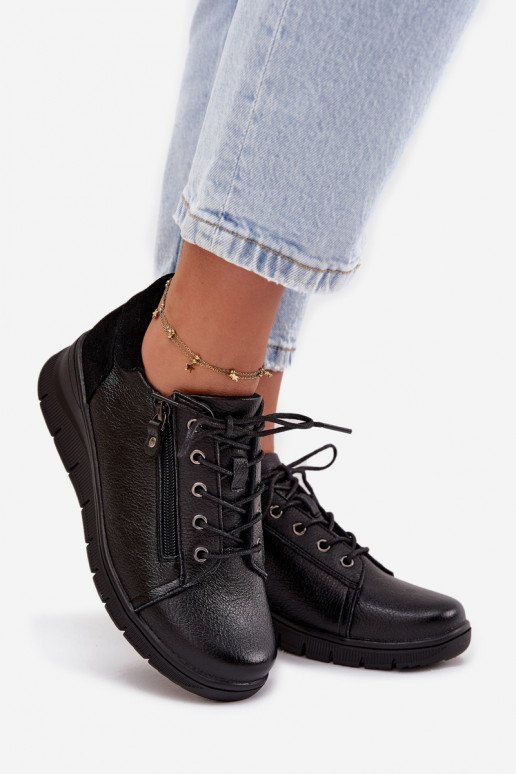 Dames leren platform schoenen Vinceza 39964 zwart