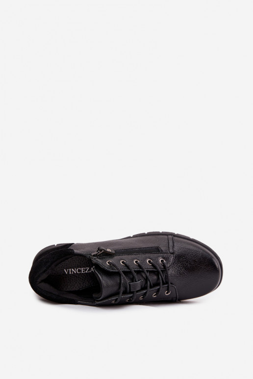 Dames leren platform schoenen Vinceza 39964 zwart