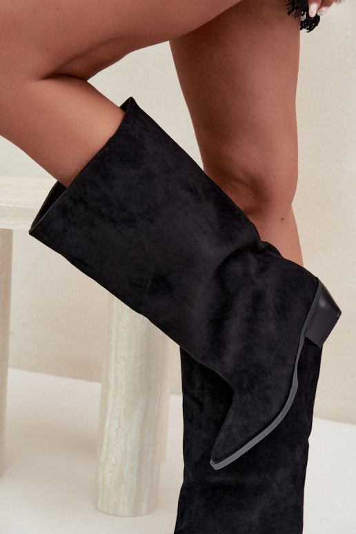 instaplaarzen met hakken van faux suede zwart Casella
